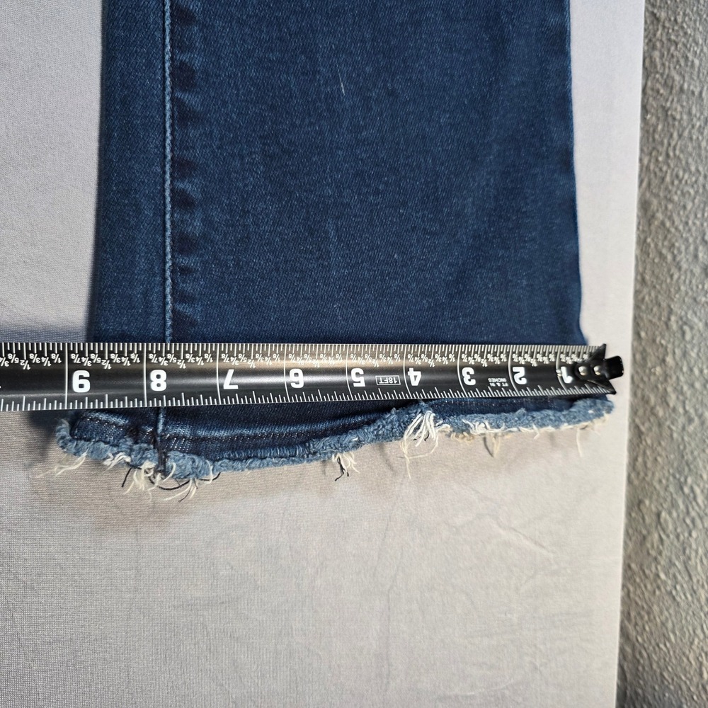 KanCan High Rise Flare Jeans Dark Wash Button Fly Raw Hem KC7138D Size 9 (28) - Picture 8 of 13